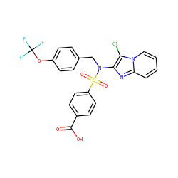 O=C(O)c1ccc(S(=O)(=O)N(Cc2ccc(OC(F)(F)F)cc2)c2nc3ccccn3c2Cl)cc1 ZINC000167652067