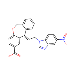 O=C(O)c1ccc2c(c1)/C(=C/Cn1cnc3cc([N+](=O)[O-])ccc31)c1ccccc1CO2 ZINC000100641899