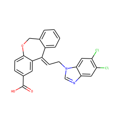 O=C(O)c1ccc2c(c1)/C(=C/Cn1cnc3cc(Cl)c(Cl)cc31)c1ccccc1CO2 ZINC000100641929