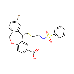 O=C(O)c1ccc2c(c1)[C@@H](SCCNS(=O)(=O)c1ccccc1)c1cc(Br)ccc1CO2 ZINC000002001640