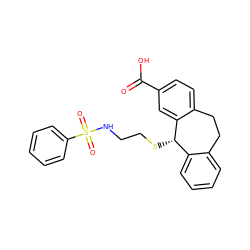 O=C(O)c1ccc2c(c1)[C@@H](SCCNS(=O)(=O)c1ccccc1)c1ccccc1CC2 ZINC000002022171