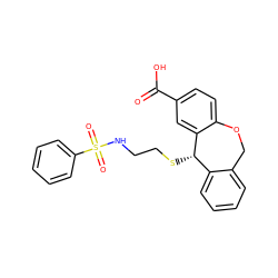 O=C(O)c1ccc2c(c1)[C@@H](SCCNS(=O)(=O)c1ccccc1)c1ccccc1CO2 ZINC000002001643