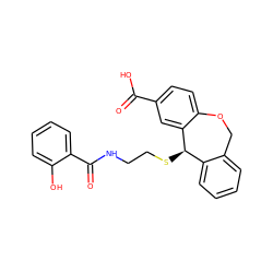 O=C(O)c1ccc2c(c1)[C@H](SCCNC(=O)c1ccccc1O)c1ccccc1CO2 ZINC000013726994