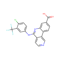 O=C(O)c1ccc2c(c1)nc(Nc1ccc(Cl)c(C(F)(F)F)c1)c1ccncc12 ZINC000199790818