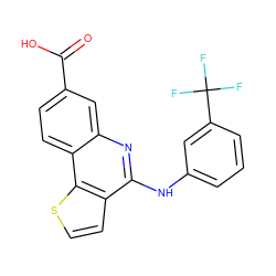 O=C(O)c1ccc2c(c1)nc(Nc1cccc(C(F)(F)F)c1)c1ccsc12 ZINC000167767254