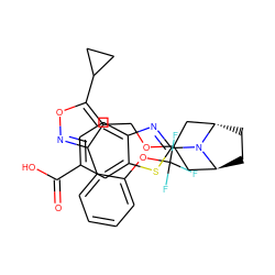 O=C(O)c1ccc2nc(N3[C@H]4CC[C@H]3CC(OCc3c(-c5ccccc5OC(F)(F)F)noc3C3CC3)C4)sc2c1 ZINC000202829261