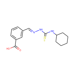 O=C(O)c1cccc(/C=N/NC(=S)NC2CCCCC2)c1 ZINC000028705890