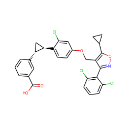 O=C(O)c1cccc([C@@H]2C[C@H]2c2ccc(OCc3c(-c4c(Cl)cccc4Cl)noc3C3CC3)cc2Cl)c1 ZINC000115371136