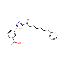 O=C(O)c1cccc(-c2cnc(C(=O)CCCCCCc3ccccc3)o2)c1 ZINC000035259950