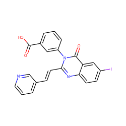 O=C(O)c1cccc(-n2c(/C=C/c3cccnc3)nc3ccc(I)cc3c2=O)c1 ZINC000058575044