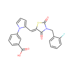 O=C(O)c1cccc(-n2cccc2/C=C2\SC(=O)N(Cc3ccccc3F)C2=O)c1 ZINC000008451747