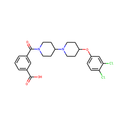 O=C(O)c1cccc(C(=O)N2CCC(N3CCC(Oc4ccc(Cl)c(Cl)c4)CC3)CC2)c1 ZINC000095557754