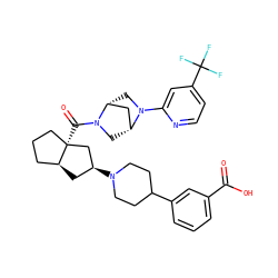 O=C(O)c1cccc(C2CCN([C@H]3C[C@H]4CCC[C@@]4(C(=O)N4C[C@@H]5C[C@H]4CN5c4cc(C(F)(F)F)ccn4)C3)CC2)c1 ZINC000150244715
