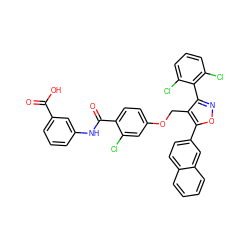 O=C(O)c1cccc(NC(=O)c2ccc(OCc3c(-c4c(Cl)cccc4Cl)noc3-c3ccc4ccccc4c3)cc2Cl)c1 ZINC000028816404