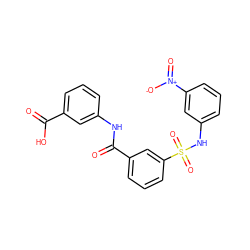 O=C(O)c1cccc(NC(=O)c2cccc(S(=O)(=O)Nc3cccc([N+](=O)[O-])c3)c2)c1 ZINC000002864706