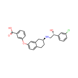 O=C(O)c1cccc(Oc2ccc3c(c2)C[C@@H](NC[C@H](O)c2cccc(Cl)c2)CC3)c1 ZINC000038560750