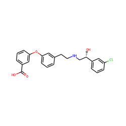 O=C(O)c1cccc(Oc2cccc(CCNC[C@H](O)c3cccc(Cl)c3)c2)c1 ZINC000040949376