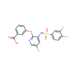 O=C(O)c1cccc(Oc2ncc(Cl)cc2NS(=O)(=O)c2ccc(Cl)c(Cl)c2)c1 ZINC000053276566