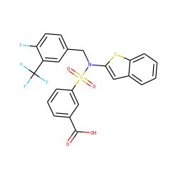 O=C(O)c1cccc(S(=O)(=O)N(Cc2ccc(F)c(C(F)(F)F)c2)c2cc3ccccc3s2)c1 ZINC000115232969