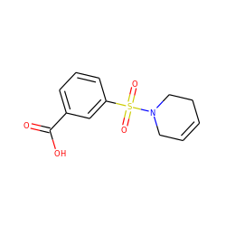 O=C(O)c1cccc(S(=O)(=O)N2CC=CCC2)c1 ZINC000095553779