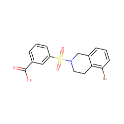 O=C(O)c1cccc(S(=O)(=O)N2CCc3c(Br)cccc3C2)c1 ZINC000095556324