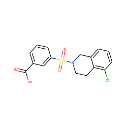 O=C(O)c1cccc(S(=O)(=O)N2CCc3c(Cl)cccc3C2)c1 ZINC000095552620