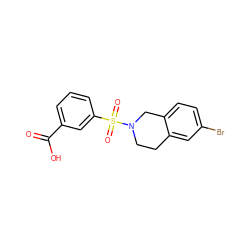 O=C(O)c1cccc(S(=O)(=O)N2CCc3cc(Br)ccc3C2)c1 ZINC000095553028