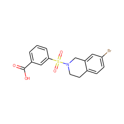 O=C(O)c1cccc(S(=O)(=O)N2CCc3ccc(Br)cc3C2)c1 ZINC000095554553