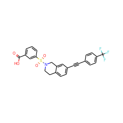 O=C(O)c1cccc(S(=O)(=O)N2CCc3ccc(C#Cc4ccc(C(F)(F)F)cc4)cc3C2)c1 ZINC001772651469