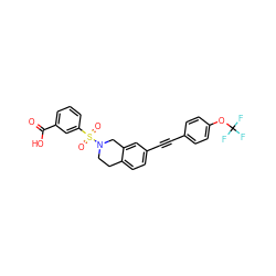 O=C(O)c1cccc(S(=O)(=O)N2CCc3ccc(C#Cc4ccc(OC(F)(F)F)cc4)cc3C2)c1 ZINC000095554834