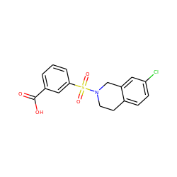 O=C(O)c1cccc(S(=O)(=O)N2CCc3ccc(Cl)cc3C2)c1 ZINC000095556901