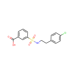 O=C(O)c1cccc(S(=O)(=O)NCCc2ccc(Cl)cc2)c1 ZINC000013076220