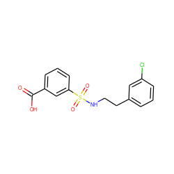 O=C(O)c1cccc(S(=O)(=O)NCCc2cccc(Cl)c2)c1 ZINC000013077055