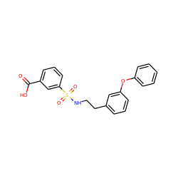 O=C(O)c1cccc(S(=O)(=O)NCCc2cccc(Oc3ccccc3)c2)c1 ZINC000095557776