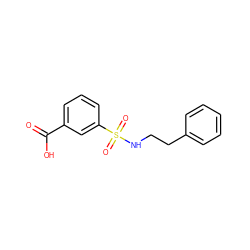 O=C(O)c1cccc(S(=O)(=O)NCCc2ccccc2)c1 ZINC000003356648