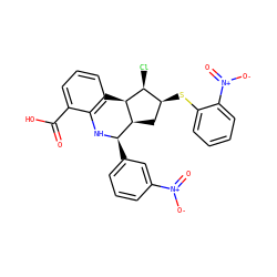 O=C(O)c1cccc2c1N[C@H](c1cccc([N+](=O)[O-])c1)[C@@H]1C[C@H](Sc3ccccc3[N+](=O)[O-])[C@H](Cl)[C@H]21 ZINC000245231653