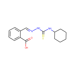 O=C(O)c1ccccc1/C=N/NC(=S)NC1CCCCC1 ZINC000003289414