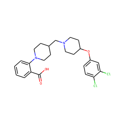 O=C(O)c1ccccc1N1CCC(CN2CCC(Oc3ccc(Cl)c(Cl)c3)CC2)CC1 ZINC000095573155