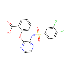 O=C(O)c1ccccc1Oc1nccnc1NS(=O)(=O)c1ccc(Cl)c(Cl)c1 ZINC000053230812