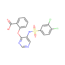 O=C(O)c1ccccc1Oc1ncncc1NS(=O)(=O)c1ccc(Cl)c(Cl)c1 ZINC000053295008