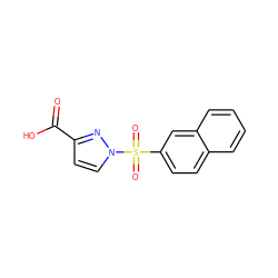 O=C(O)c1ccn(S(=O)(=O)c2ccc3ccccc3c2)n1 ZINC000095556275