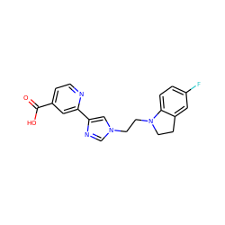 O=C(O)c1ccnc(-c2cn(CCN3CCc4cc(F)ccc43)cn2)c1 ZINC000218219177