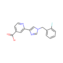 O=C(O)c1ccnc(-c2cn(Cc3ccccc3F)cn2)c1 ZINC000225942142