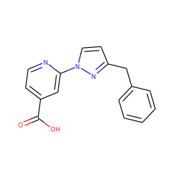 O=C(O)c1ccnc(-n2ccc(Cc3ccccc3)n2)c1 ZINC000146814865