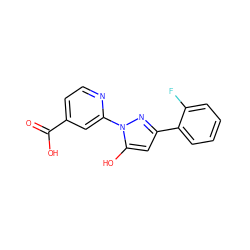 O=C(O)c1ccnc(-n2nc(-c3ccccc3F)cc2O)c1 ZINC000146821071