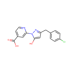 O=C(O)c1ccnc(-n2nc(Cc3ccc(Cl)cc3)cc2O)c1 ZINC000146885135