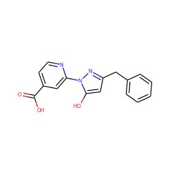 O=C(O)c1ccnc(-n2nc(Cc3ccccc3)cc2O)c1 ZINC000146790685