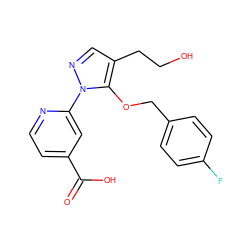 O=C(O)c1ccnc(-n2ncc(CCO)c2OCc2ccc(F)cc2)c1 ZINC000146699508