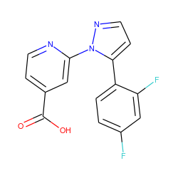 O=C(O)c1ccnc(-n2nccc2-c2ccc(F)cc2F)c1 ZINC000146644819