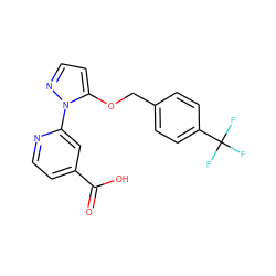 O=C(O)c1ccnc(-n2nccc2OCc2ccc(C(F)(F)F)cc2)c1 ZINC000146631291